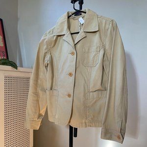 JCREW Women's Cream Long Sleeve Cotton Utility Jacket with Pockets